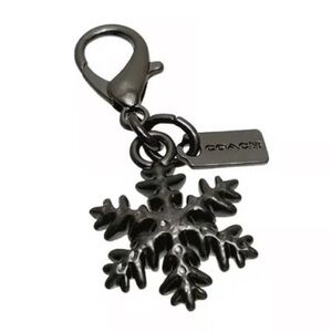 SOLD Coach gunmetal snowflake keychain purse charm lobster clip metal accessory